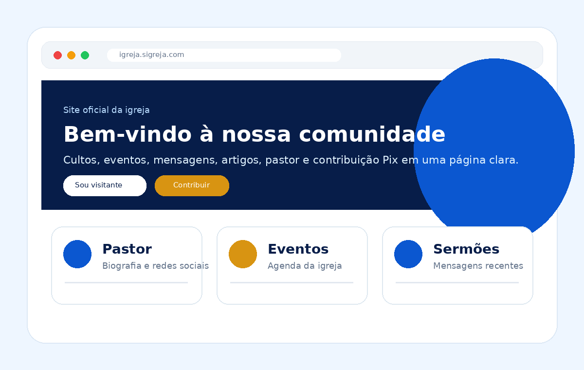 Prévia do site de uma igreja no Sigreja